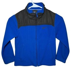 Nike Full Zip Fleece Jacket Boys Size 5 Royal Blue Black
